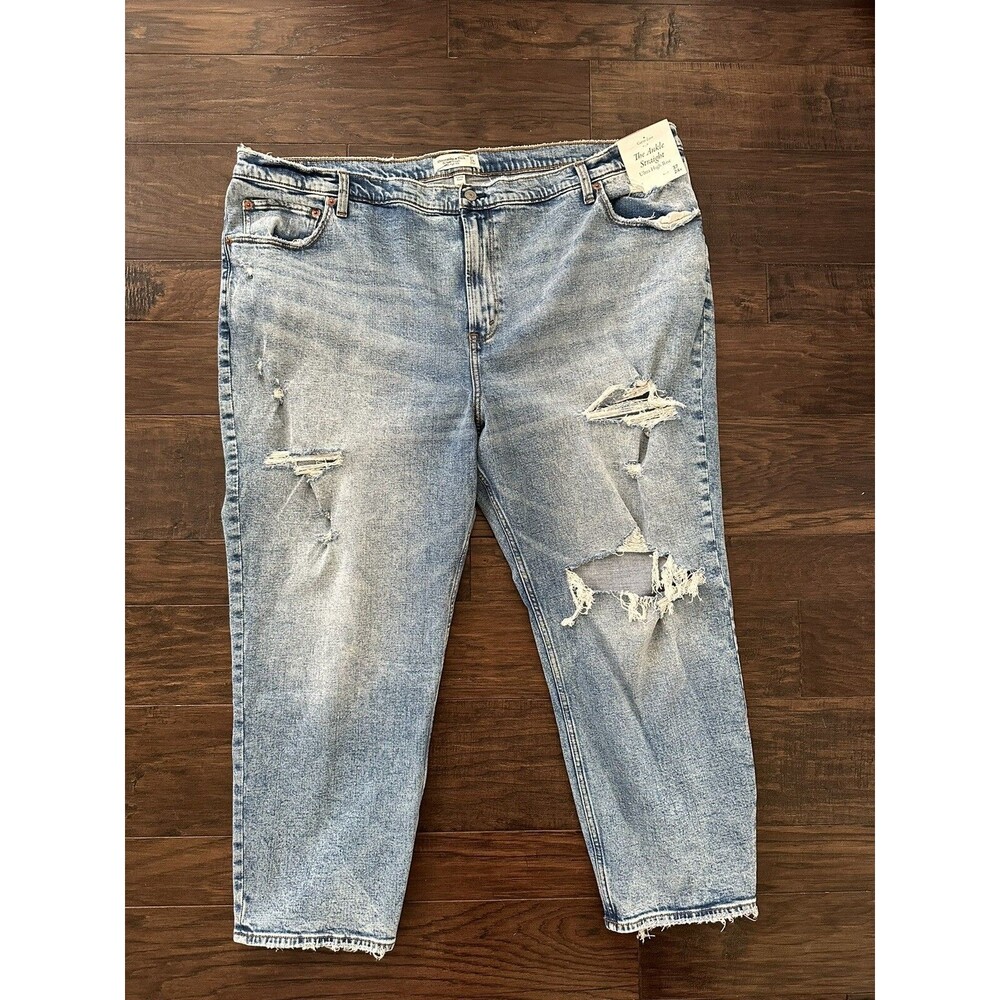 NWT Abercrombie & Fitch Womens Sz 37 24R Ankle Straight Ultra High Rise Denim